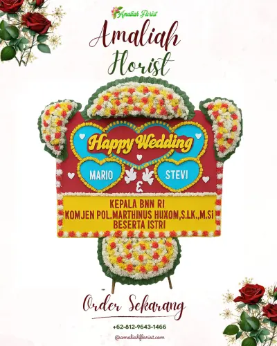 Karangan Papan Bunga Pernikahan di Setono
